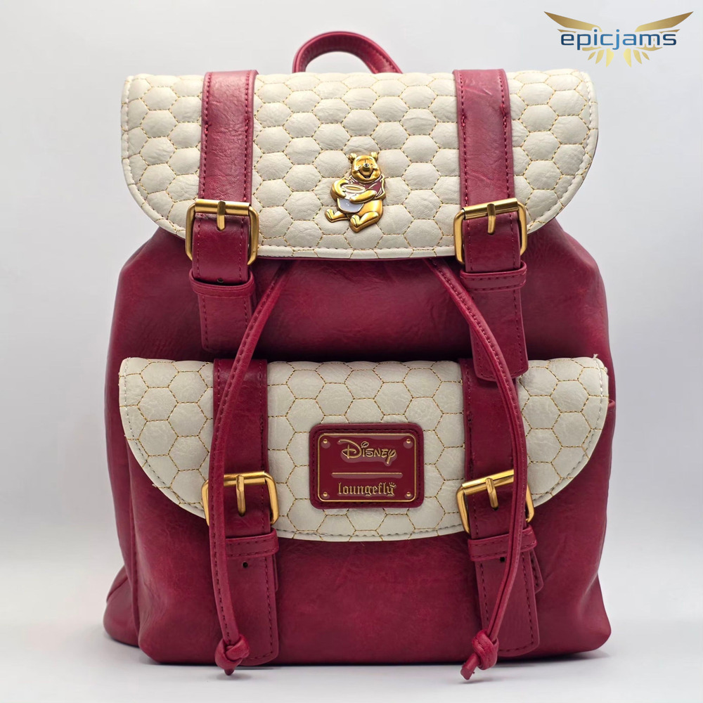 Loungefly Disney Winnie the Pooh Honeycomb Pattern Buckle Strap Mini Backpack